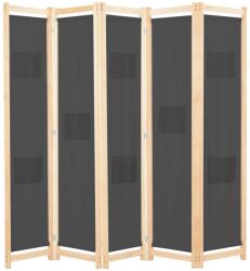 vidaXL szürke 5-paneles szövetparaván 200 x 170 x 4 cm (248177)