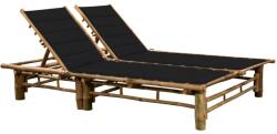 vidaXL kétszemélyes bambusz napozóágy párnákkal (3063952)