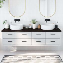 vidaXL sötétbarna kezelt tömör fa fürdőszobai pult 200x60x(2-6) cm (3156272)