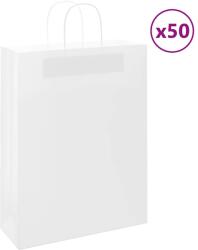 vidaXL 50 db fehér papírzacskók fogantyúkkal 32x12x42 cm (4101606)