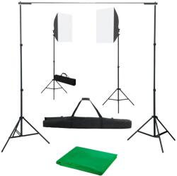 vidaXL fotóstúdió-felszerelés softbox lámpákkal és háttérrel (3055060)
