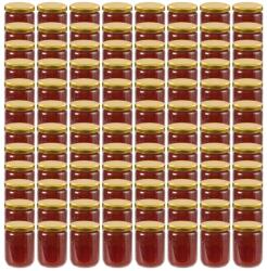 vidaXL 96 db 230 ml-es befőttesüveg aranyszínű tetővel (50803)