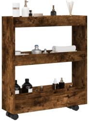 vidaXL 3 szintes füstös tölgy színű szerelt fa keskeny tárolókocsi (855245)