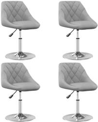 vidaXL 4 db világosszürke bársony forgó étkezőszék (3088758)