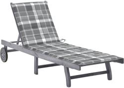 vidaXL szürke tömör akácfa kerti napozóágy párnával (3061373)