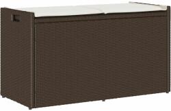 vidaXL barna polyrattan kültéri tárolópad párnával 100 cm (4104061)
