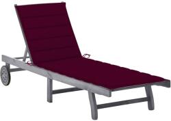 vidaXL szürke tömör akácfa kerti napozóágy párnával (3061368)