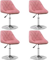 vidaXL 4 db rózsaszín bársony forgó étkezőszék (3088763)
