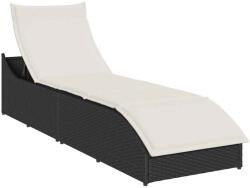 vidaXL fekete polyrattan összecsukható napozóágy párnával és tárolóval (4104220)