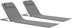 vidaXL 2 db szürke összecsukható acél és szövet napozómatrac (44330)