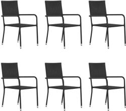 vidaXL 6 db fekete polirattan rakásolható kerti étkezőszék (318722)
