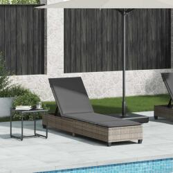 vidaXL szürke polyrattan napozóágy párnákkal 55x200x25, 5 cm (4104095)