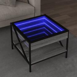 vidaXL szürke sonoma végtelen hatású LED-es dohányzóasztal 50x50x38 cm (847700)