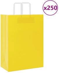 vidaXL 250 db sárga papírzacskók fogantyúkkal 32x17x44 cm (4102014)