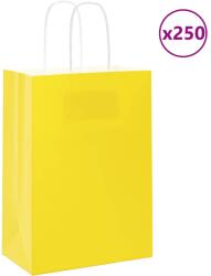 vidaXL 250 db sárga papírzacskók fogantyúkkal 15x8x21 cm (4101781)