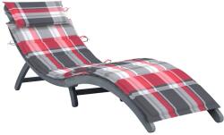 vidaXL szürke tömör akácfa napozóágy párnával (3064057)