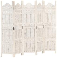 vidaXL 5-paneles fehér mangófa kézzel faragott térelválasztó 200x165cm (285320)
