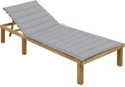 vidaXL impregnált fenyőfa napozóágy szürke párnával (3065820)