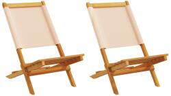 vidaXL 2 db bézs tömör akácfa és szövet kerti szék (367693)