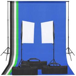 vidaXL fotóstúdió-felszerelés lámpákkal és háttérrel (3094765)