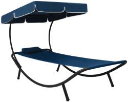 vidaXL kék kültéri napellenzős napozóágy párnával (313535)