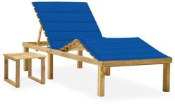 vidaXL impregnált fenyőfa kerti napozóágy asztallal és párnával (3065874)