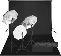 vidaXL fotóstúdió-felszerelés lámpákkal és háttérrel (3094708)