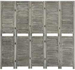 vidaXL szürke 5 paneles tömör faparaván 179 x 166 cm (338576)