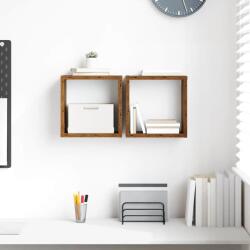 vidaXL Falpolcok polcokkal Falra szerelhető tárolóval Öreg fa Faanyag (875176)