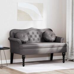 vidaXL Chesterfield Pad párnával Szürke 120, 5 x 65 x 75 cm Műbőr (42019282)