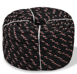 vidaXL fekete polipropilén hajókötél 14 mm 50 m (91288)