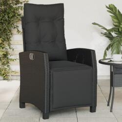 vidaXL fekete polyrattan dönthető kerti szék lábtartóval (365233)