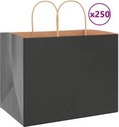 vidaXL 250 db fekete papírzacskók fogantyúkkal 32x22x24 cm (4101651)