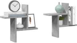 vidaXL 2 db betonszürke szerelt fa fali polc 38 x 12 x 38 cm (853248)