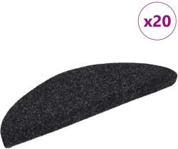 vidaXL 20 db öntapadós lépcsőszőnyeg, 56 x 17 x 3 cm, fekete, félkör alakú (3365669)