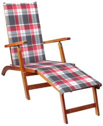 vidaXL tömör akácfa kültéri napozószék lábtartóval és párnával (3064027)