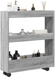 vidaXL 3 szintes szürke sonoma színű szerelt fa keskeny tárolókocsi (855246)