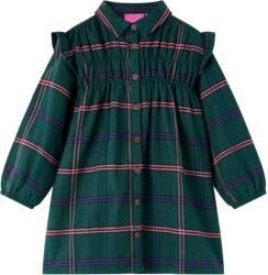vidaXL Sötétzöld hosszú ujjú gyerekruha fodrokkal 92 (14414)