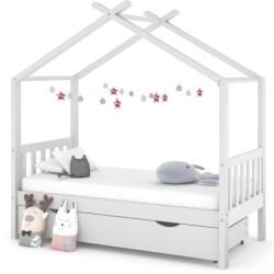 vidaXL fehér tömör fenyőfa gyerekágykeret fiókkal 80x160 cm (322149)