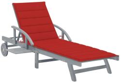 vidaXL tömör akácfa kerti napozóágy párnával (3061335)