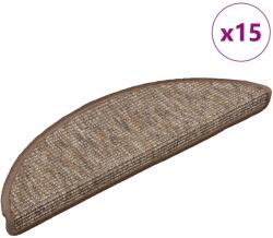 vidaXL 15 db világosbarna félkör alakú lépcsőszőnyeg 56 x 17 x 3 cm (326898)