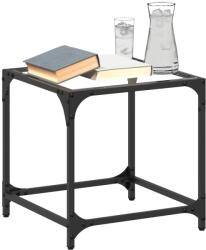 vidaXL acél dohányzóasztal átlátszó üveglappal 40 x 40 x 40 cm (845958)