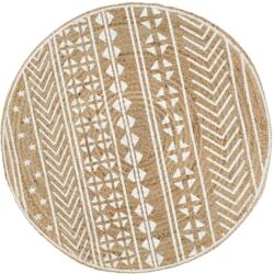 vidaXL kézzel font jutaszőnyeg fehér mintával 90 cm (133692)