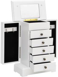 vidaXL MDF ékszertartó doboz tükörrel 25 x 13, 5 x 34 cm (245753)