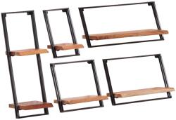 vidaXL 5 darab tömör akácfa fali polc (373633)