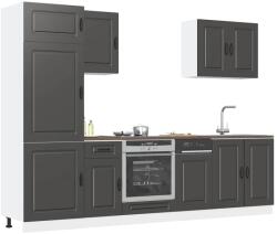 vidaXL 7 darabos konyhaszekrény szett Kalmar fekete színű műfa (3314762)