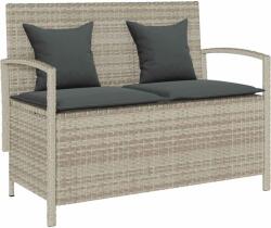 vidaXL világosszürke polyrattan kerti tárolópad párnával (4104216)