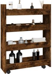 vidaXL 4 szintes füstös tölgy színű szerelt fa keskeny tárolókocsi (855263)