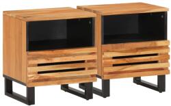 vidaXL 2 db tömör akácfa éjjeliszekrény 40 x 34 x 46 cm (377469)