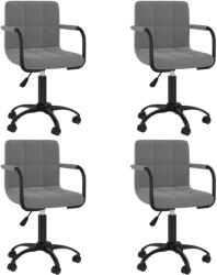 vidaXL 4 db sötétszürke bársony forgó étkezőszék (3088013)